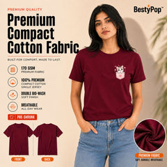 Cat Lover's Round Neck T-Shirts For Women - Meow - (170 GSM) single jersey