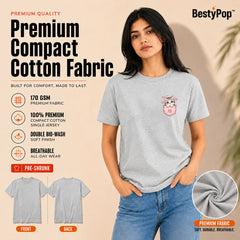 Cat Lover's Round Neck T-Shirts For Women - Meow - (170 GSM) single jersey