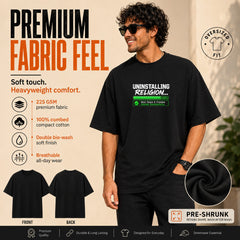 Freethinker | Arif Men's Uninstalling Religion Crew neck Oversized T-Shirt - (225 GSM heavyweight fabric)