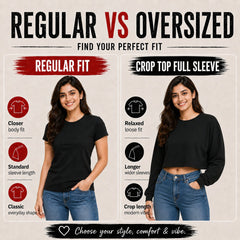 BestyPop Women’s Crop top full Sleeve - 270 GSM