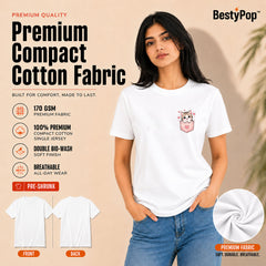 Cat Lover's Round Neck T-Shirts For Women - Meow - (170 GSM) single jersey