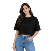 BestyPop Women’s Plain Crop top Oversized Half Sleeve