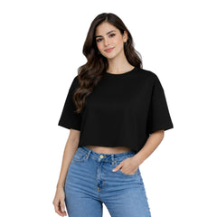 BestyPop Women’s Plain Crop top Oversized Half Sleeve