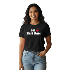 BestyPop Women’s Graphic Print Round Neck T-Shirt- Jai Shree Ram (170 GSM single jersey)