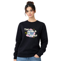 BestyPop Women’s Graphic Print Round Neck Sweatshirt - 270 GSM
