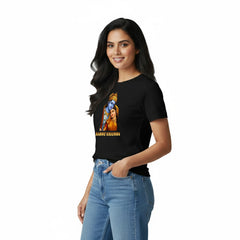 BestyPop Women’s Graphic Print Round Neck T-Shirt- Krishna (170 GSM single jersey)