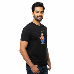 BestyPop Men’s Graphic Print Round Neck T-Shirt- Krishna (170 GSM single jersey)