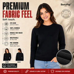 BestyPop Women’s Plain Round Neck Sweatshirt