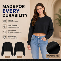 BestyPop Women’s Plain Oversized Full Sleeve Crop Top