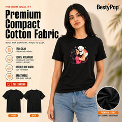 Dog Lover's Round Neck T-Shirts For Women - Paws Love - (170 GSM) single jersey
