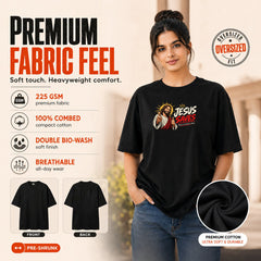 Freethinker | Arif Women's Jesus Save Us Crew neck Oversized T-Shirt - (225 GSM heavyweight fabric)