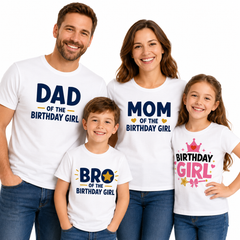 Birthday Girl Family Matching Round Neck T-Shirts For Dad - (170 GSM) single jersey