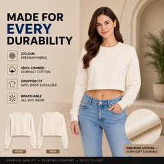 BestyPop Women’s Plain Oversized Full Sleeve Crop Top