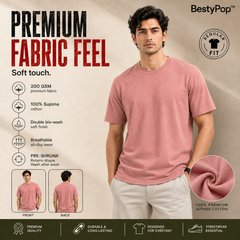 Men’s Plain Round Neck T-Shirt - 200 GSM Supima cotton Single Jersey