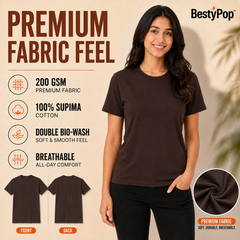Women’s Plain Round Neck T-Shirt - 200 GSM Supima cotton Single Jersey