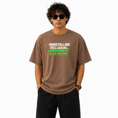 Freethinker | Arif Men's Uninstalling Religion Crew neck Oversized T-Shirt - (225 GSM heavyweight fabric)
