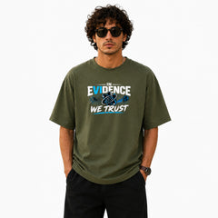 Freethinker | Arif Men's Evidence We Trust Crew neck Oversized T-Shirt - (225 GSM heavyweight fabric)