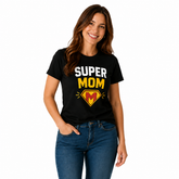 Superhero Family Round Neck T-Shirt for Mom -Super Mom- (170 GSM) single jersey