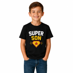 Superhero Family Round Neck T-Shirt for Son -Super Son- (170 GSM) single jersey