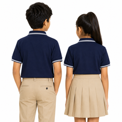 Kid's unisex Polo Plain School Uniform T-Shirt - 200GSM Mars Pique fabric (100% Micro Polyester)