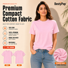 Women’s Plain Round Neck T-Shirt - 190 GSM Single Jersey