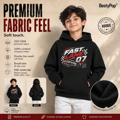 BestyPop Boy’s Plain Hoodie - Fast Lane (320 GSM)