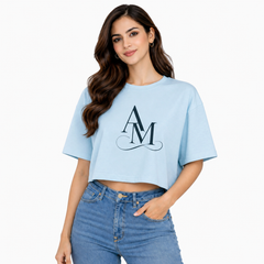 BestyPop Women’s Oversized Half Sleeve Crop Top- AM Design
