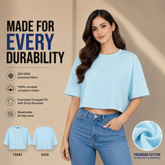 BestyPop Women’s Plain Crop top Oversized Half Sleeve