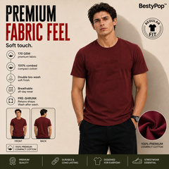 BestyPop Men’s Plain Round Neck T-Shirt