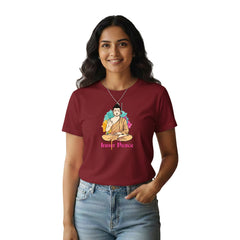 BestyPop Women’s Graphic Print Round Neck T-Shirt- Buddha (170 GSM single jersey)