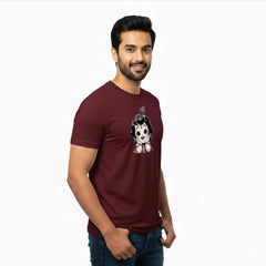 BestyPop Men’s Graphic Print Round Neck T-Shirt- Krishna (170 GSM single jersey)