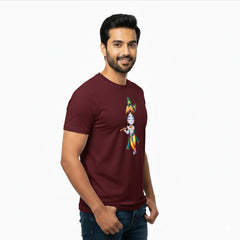 BestyPop Men’s Graphic Print Round Neck T-Shirt- Krishna (170 GSM single jersey)