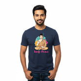 BestyPop Men’s Graphic Print Round Neck T-Shirt- Buddha (170 GSM single jersey)