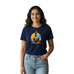 BestyPop Women’s Graphic Print Round Neck T-Shirt- Buddha (170 GSM single jersey)