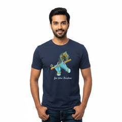 BestyPop Men’s Graphic Print Round Neck T-Shirt- Krishna (170 GSM single jersey)