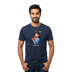 BestyPop Men’s Graphic Print Round Neck T-Shirt- Krishna (170 GSM single jersey)