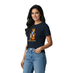 BestyPop Women’s Graphic Print Round Neck T-Shirt- Krishna (170 GSM single jersey)