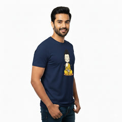 BestyPop Men’s Graphic Print Round Neck T-Shirt- Buddha (170 GSM single jersey)