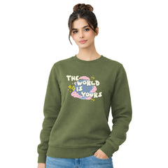 BestyPop Women’s Graphic Print Round Neck Sweatshirt - 270 GSM