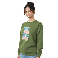 BestyPop Women’s Graphic Print Round Neck Sweatshirt - 270 GSM