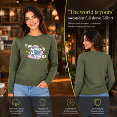 BestyPop Women’s Graphic Print Round Neck Sweatshirt - 270 GSM