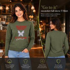 BestyPop Women’s Graphic Print Round Neck Sweatshirt - 270 GSM