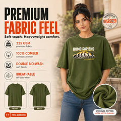 Freethinker | Arif Women's Homosapiens Crew neck Oversized T-Shirt - (225 GSM heavyweight fabric)
