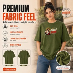 Freethinker | Arif Women's Jesus Save Us Crew neck Oversized T-Shirt - (225 GSM heavyweight fabric)