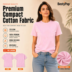 BestyPop Women’s Plain Round Neck T-Shirt