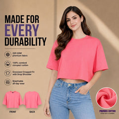 BestyPop Women’s Plain Crop top Oversized Half Sleeve
