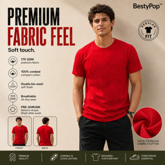 BestyPop Men’s Plain Round Neck T-Shirt