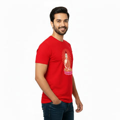 BestyPop Men’s Graphic Print Round Neck T-Shirt- Buddha (170 GSM single jersey)