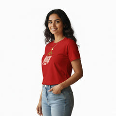 BestyPop Women’s Graphic Print Round Neck T-Shirt- Murugan (170 GSM single jersey)
