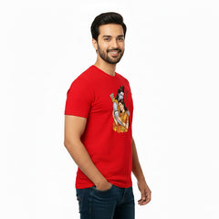 BestyPop Men’s Graphic Print Round Neck T-Shirt- Jai Shree Ram (170 GSM single jersey)